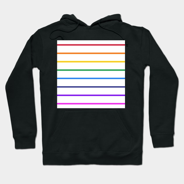 White and rainbow stripes - horizontal narrow Hoodie by bettyretro